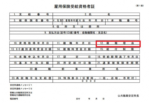 雇用保険受給者証