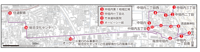 中垣内コースのルート図