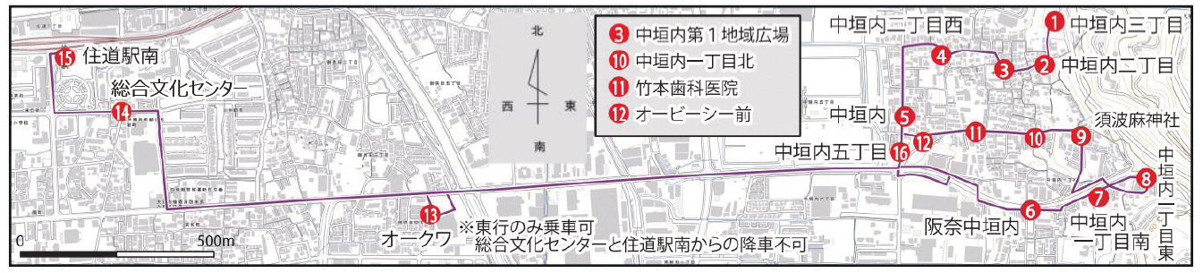 中垣内コースのルート図