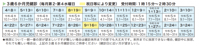 3歳6か月健診カレンダー