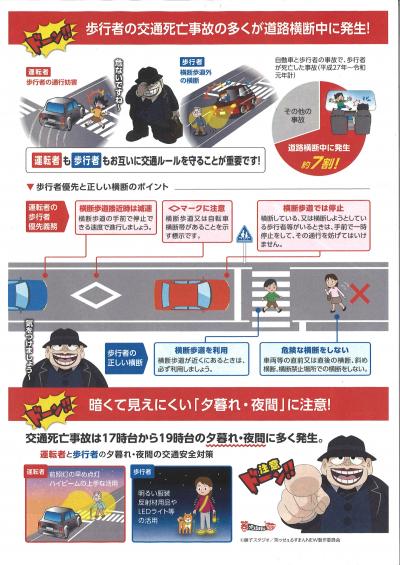 歩行者保護ポスター裏（警察庁）